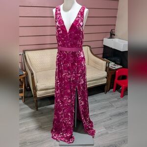 Pink Floral Velvet Gown
